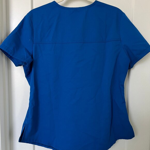 CHEROKEE Royal Blue Workwear Revolution Womens V Neck Scrub Top- MEDIUM - Picture 3 of 5